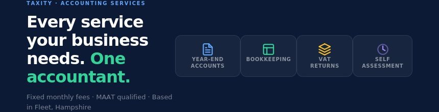 Taxity accounting services — year-end accounts, bookkeeping, VAT returns and self assessment for UK businesses