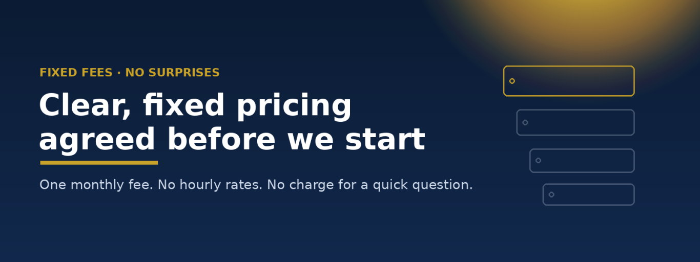 Taxity fixed-fee pricing — clear monthly accountancy fees agreed upfront
